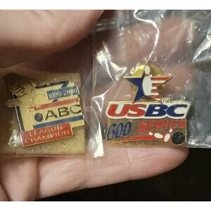 Vtg Bowling Pins USBC 600 Series & ABC League Champion 99'-2000 Enamel New